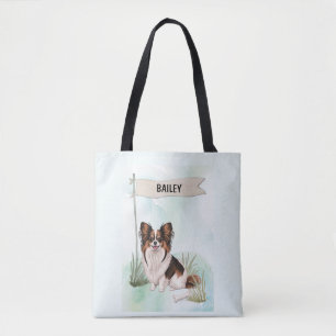 Papillon Wasserfarbe Personalisierter Hund Tasche