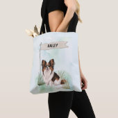 Papillon Wasserfarbe Personalisierter Hund Tasche (Von Nahem)