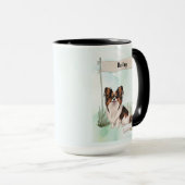 Papillon Wasserfarbe Personalisierter Hund Tasse (VorderseiteRechts)