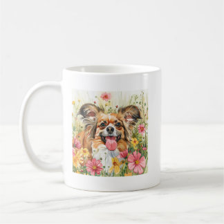 Papillon-Wasserfarben-Tasse – Geschenk für Hunde-L Kaffeetasse