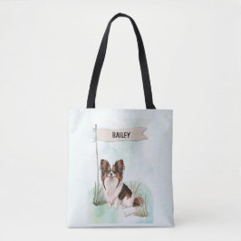 Papillon Watercolor Personalized Dog Tasche