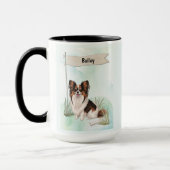 Papillon Watercolor Personalized Dog Tasse (Links)