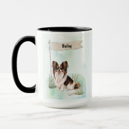 Papillon Watercolor Personalized Dog Tasse