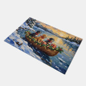 Papillon-Weihnachtsboot-Feiertag Fußmatte (Schrägansicht)