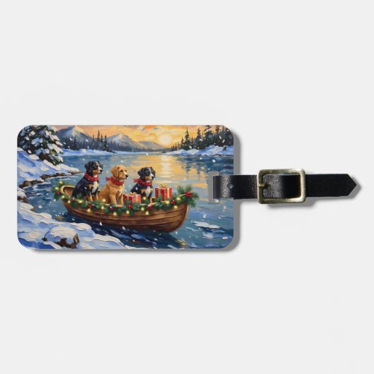 Papillon-Weihnachtsboot-Feiertag Gepäckanhänger (Vorderseite horizontal)