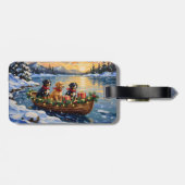 Papillon-Weihnachtsboot-Feiertag Gepäckanhänger (Rückseite horizontal)