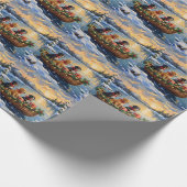 Papillon Weihnachtsboot-Feiertag Geschenkpapier (Ecke)