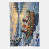 Papillon-Weihnachtsboot-Feiertag Geschirrtuch (Vertikal)
