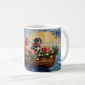 Papillon Weihnachtsboot-Feiertag Kaffeetasse (VorderseiteRechts)