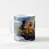 Papillon Weihnachtsboot-Feiertag Kaffeetasse (Vorderseite Links)