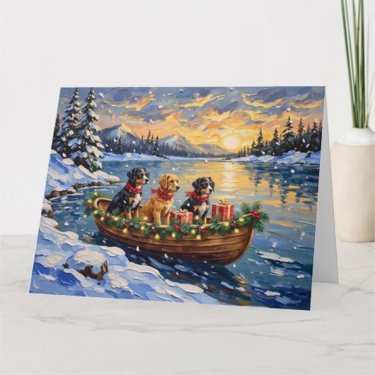 Papillon-Weihnachtsboot-Feiertag Karte (Vorderseite)
