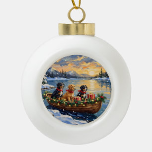 Papillon-Weihnachtsboot-Feiertag Keramik Kugel-Ornament