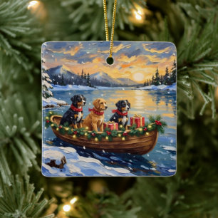 Papillon Weihnachtsboot-Feiertag Keramikornament