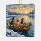 Papillon Weihnachtsboot-Feiertag Keramikornament (Links)