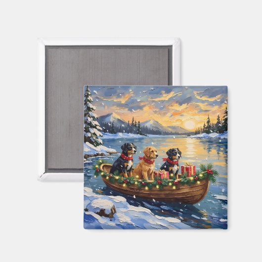 Papillon-Weihnachtsboot-Feiertag Magnet (Vorderseite/Rückseite)