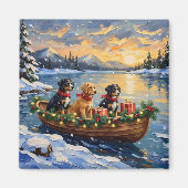 Papillon-Weihnachtsboot-Feiertag Magnet (Vorne)