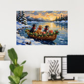 Papillon Weihnachtsboot-Feiertag Poster (Heimbüro)