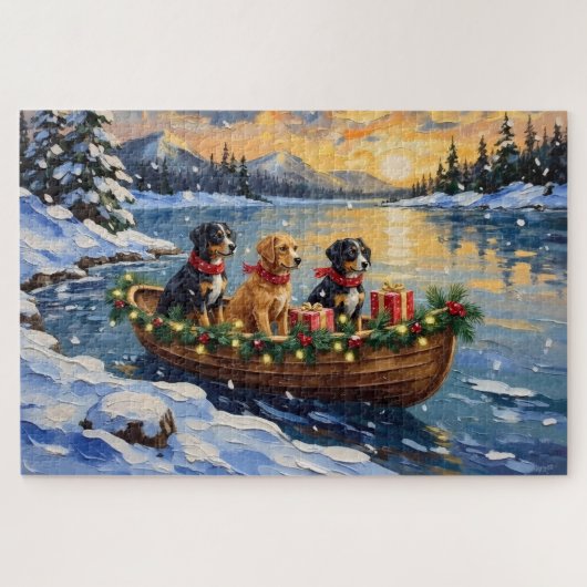 Papillon Weihnachtsboot-Feiertag Puzzle (Horizontal)