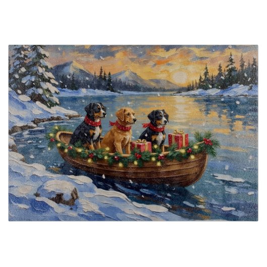 Papillon Weihnachtsboot-Feiertag Schneidebrett (Vorderseite)