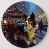 Papillon Weihnachtsfeiertag Button (Vorderseite)