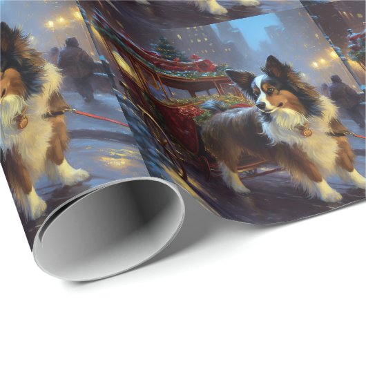 Papillon Weihnachtsfeiertag Geschenkpapier (Rolleneckpunkt)