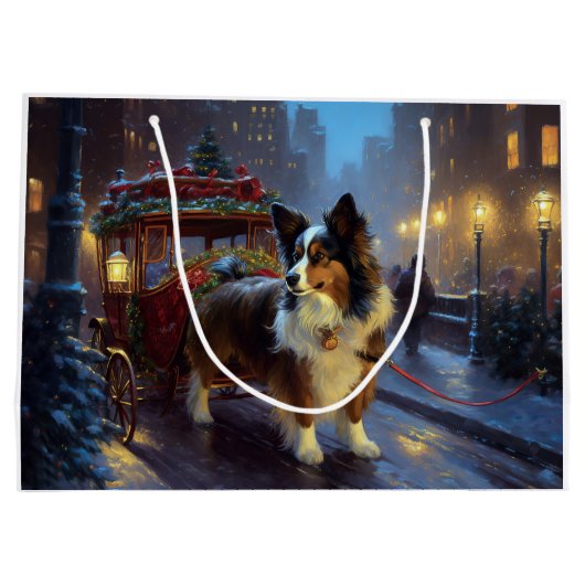 Papillon Weihnachtsfeiertag Große Geschenktüte (Rückseite)