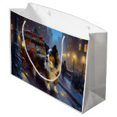 Papillon Weihnachtsfeiertag Große Geschenktüte (Rückseite Schrägansicht)