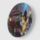 Papillon Weihnachtsfeiertag Große Wanduhr (Winkel)