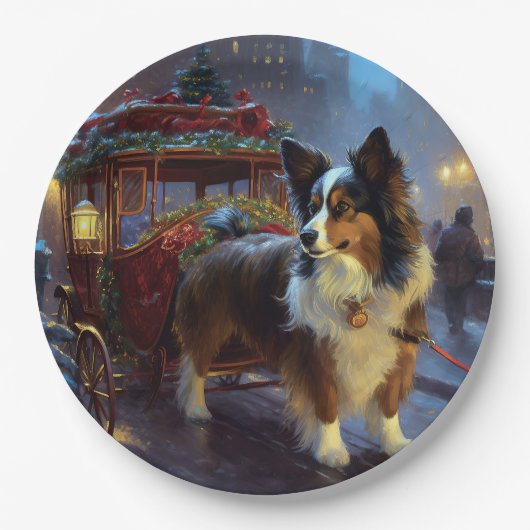 Papillon Weihnachtsfeiertag Pappteller (Vorderseite)