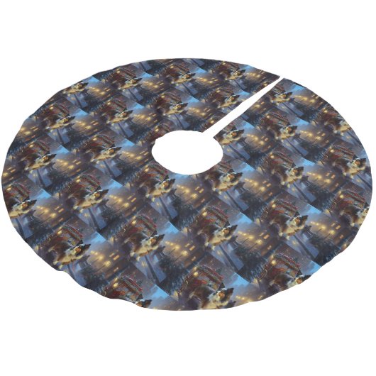 Papillon Weihnachtsfeiertag Polyester Weihnachtsbaumdecke (Schrägansicht)