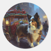 Papillon Weihnachtsfeiertag Runder Aufkleber (Vorderseite)