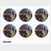 Papillon Weihnachtsfeiertag Runder Aufkleber (Blatt)