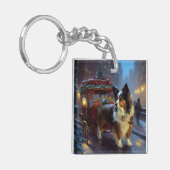 Papillon Weihnachtsfeiertag Schlüsselanhänger (Vorderseite links)