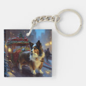 Papillon Weihnachtsfeiertag Schlüsselanhänger (Rückseite)