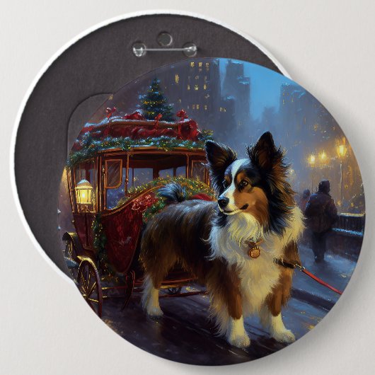 Papillon Weihnachtsfest Saison Button (Vorne & Hinten)