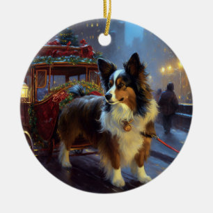 Papillon Weihnachtsfest Saison Keramik Ornament