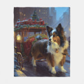 Papillon Weihnachtsfestzeit Fleecedecke (Vorderseite)