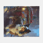 Papillon Weihnachtsfestzeit Fleecedecke (Vorderseite (Horizontal))