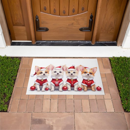 Papillon-Weihnachtskleid Santa-Hut Fußmatte (Außenbereich)