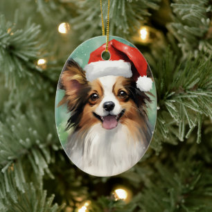 Papillon Weihnachtsmalerei Keramik Ornament