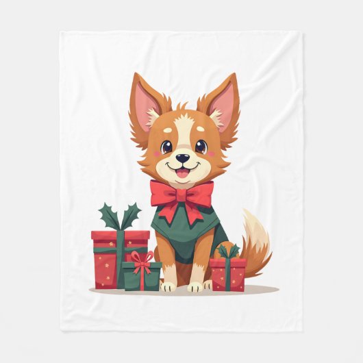 Papillon-Weihnachtsschleife Fleecedecke (Vorderseite)