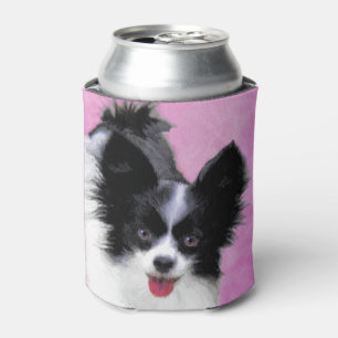Papillon (weiß und schwarz) Malerei - Hundekunst Dosenkühler