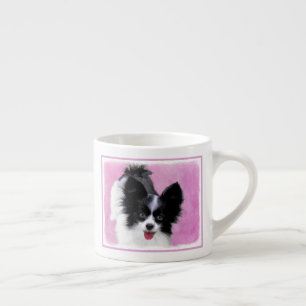 Papillon (weiß und schwarz) Malerei - Hundekunst Espressotasse