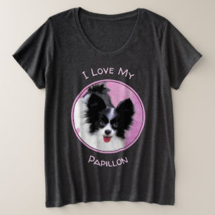 Papillon (weiß und schwarz) Malerei - Hundekunst Große Größe T-Shirt