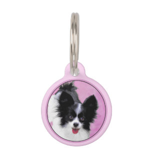 Papillon (weiß und schwarz) Malerei - Hundekunst Haustiermarke