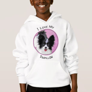 Papillon (weiß und schwarz) Malerei - Hundekunst Hoodie