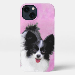 Papillon (weiß und schwarz) Malerei - Hundekunst iPhone 13 Hülle
