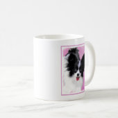 Papillon (weiß und schwarz) Malerei - Hundekunst Kaffeetasse (VorderseiteRechts)