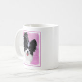 Papillon (weiß und schwarz) Malerei - Hundekunst Kaffeetasse (Vorderseite Links)