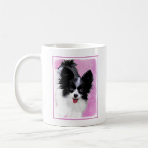 Papillon (weiß und schwarz) Malerei - Hundekunst Kaffeetasse